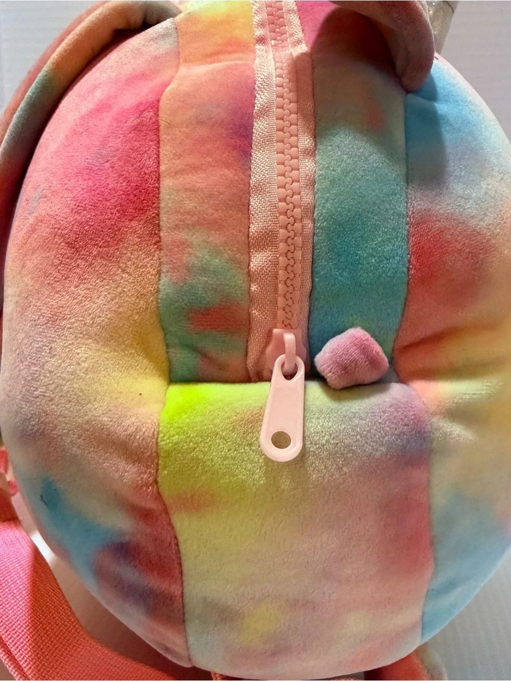 Linzy Small Tie-Dye Unicorn Plush Backpack Multicolor Zip Adjustable Straps